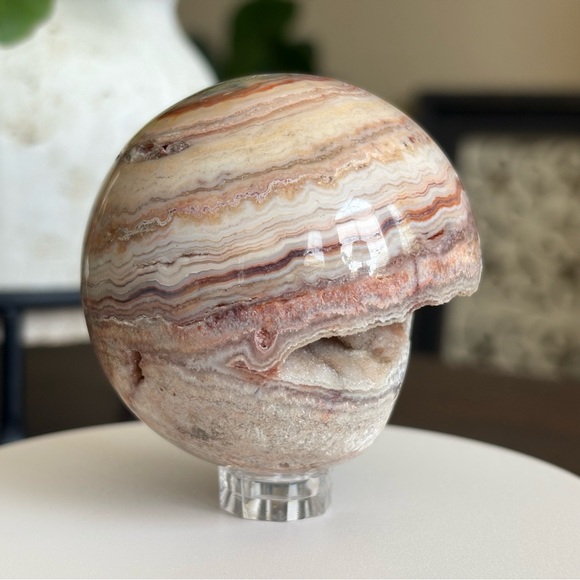 Crazy Lace Agate Sphere with Druzy Pocket - Picture 9 of 14